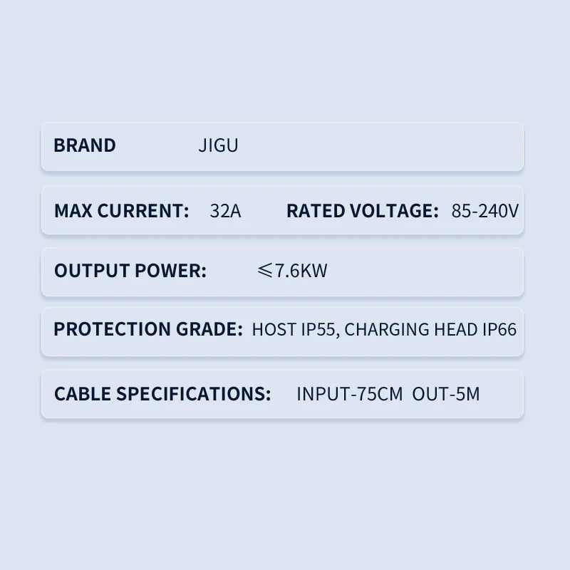 JIGU 1-phase 7kw 32A Type 2 Electric Vehicle Charging Station 3-phase 11KW 22KW EV Charger WIFI Bluetooth Wallbox Car Charger