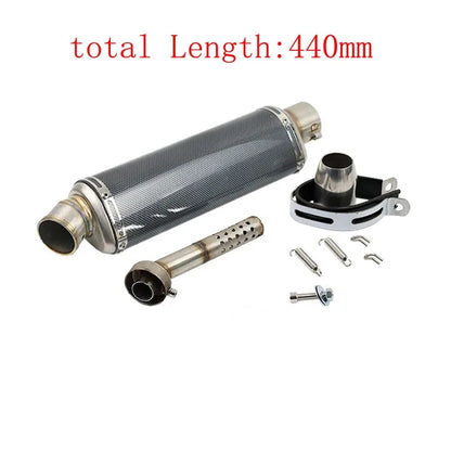 Stainless Steel 51mm Universal Motorcycle Exhaust Muffler Escape 310 370 440 mm Pipe 100cc-1000cc ATV GP Scooter For fz6 pcx125