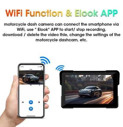 Jansite 7 inch 2K Motorcycle Upgrade Module DVR Navigation GPS Wireless CarPlay Waterproof IPX7 TPMS Portable Smart Display Cam