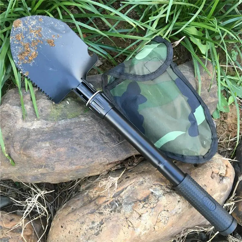 Foldable Portable Truck Mounted Engineer Shovel Camping Tent Outdoor Shovel Self-defense Survival Tool Compass Storage Bag
