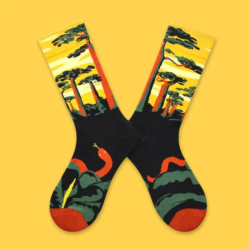 2024 Autumn and winter new socks female French plant series in high tide women's socks  designer socks