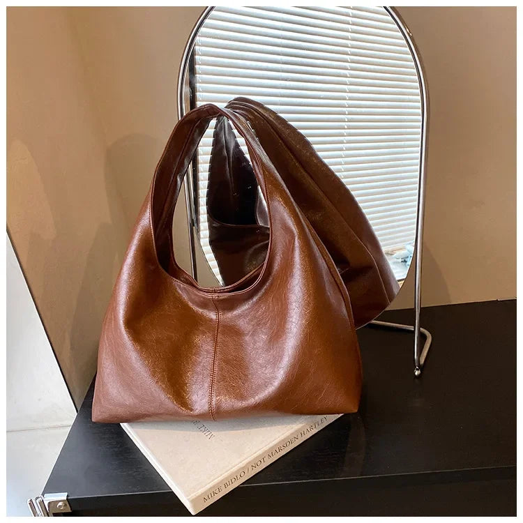 Large Capacity PU Leather Hobo Underarm Bags Autumn Winter Shoulder Bag for Women 2025 New Trend Y2K Handbags and Purses Tote