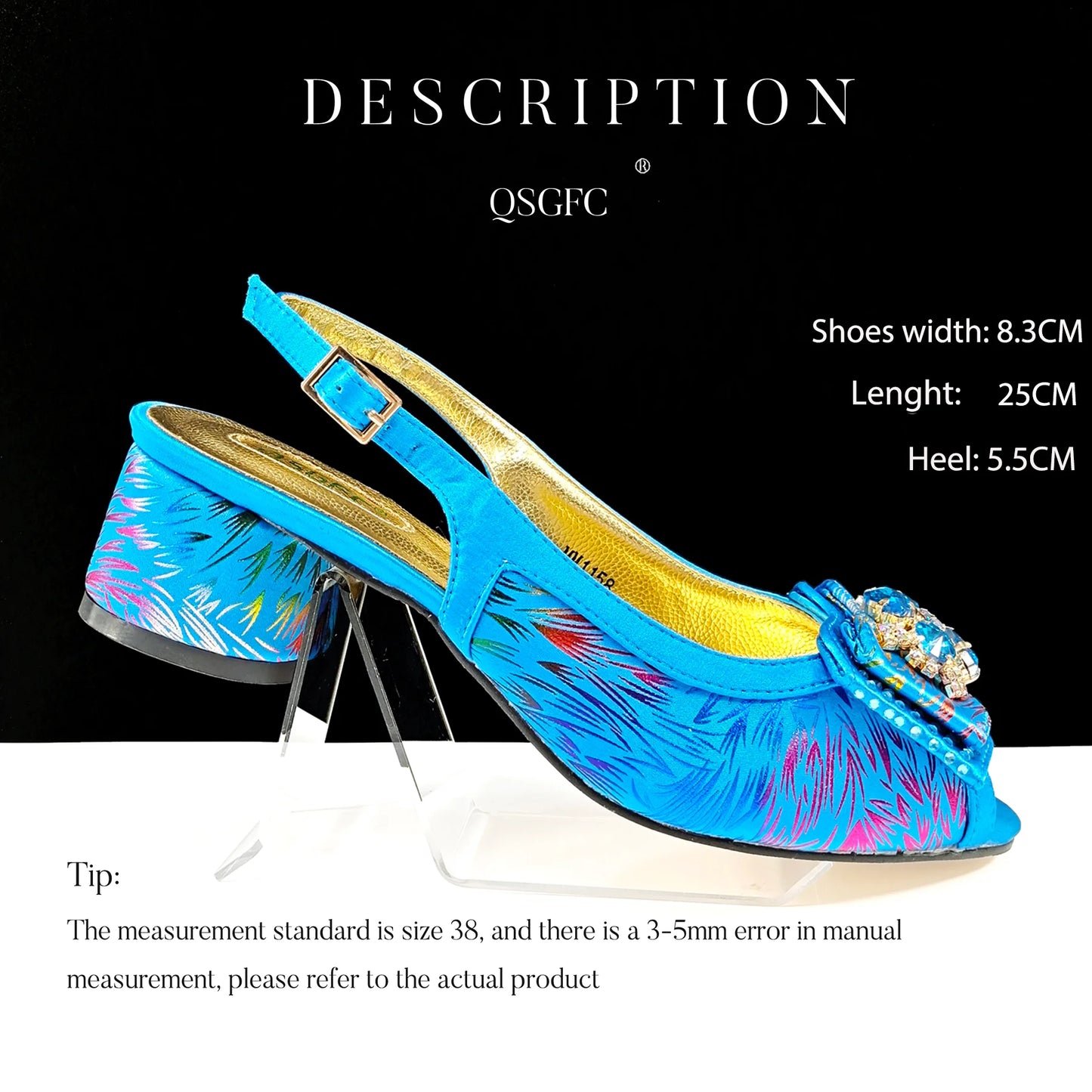 QSGFC Italian Design Color Matching Rhinestone Comfortable High Heel Shoes And Bag Fashion Style Pointed-Toe Shoes For Women