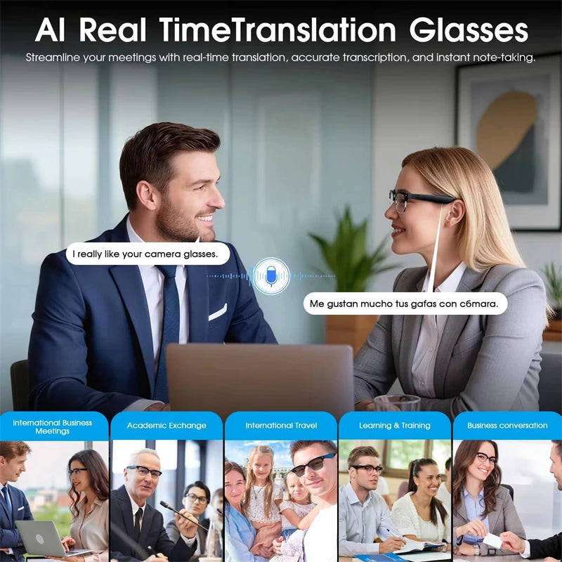 LIGE New 800W Pixel Camera Smart Glasses Men 4K Video Recording AI Photo Recognition Bluetooth Call Voice Translation Sunglasses