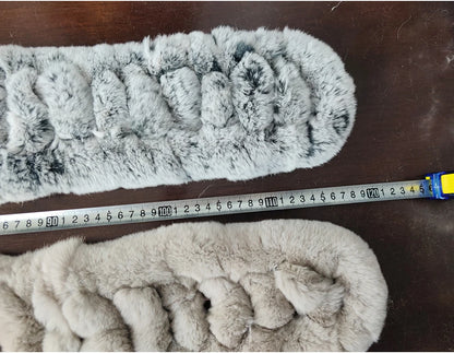 Winter Women Knitted Real Rex Rabbit Fur Scarf Natural Soft Long Style Rex Rabbit Fur Muffler Lady Warm 100% Genuine Fur Scarves