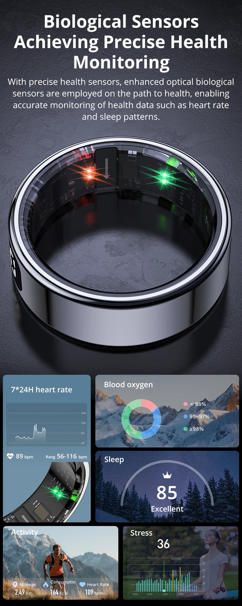 2026 COLMI R12 Smart Ring with Display Screen and Touch, Wireless Charging, Health Manager, 5 ATM Waterproof For Men Women