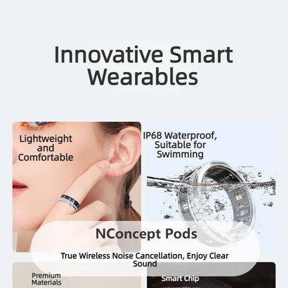 Diamond Fashion Women Smart Ring With Box IP68 Waterproof Lady ring Heart Rate Health Monitor Sports Pedometer Fitness Rings New