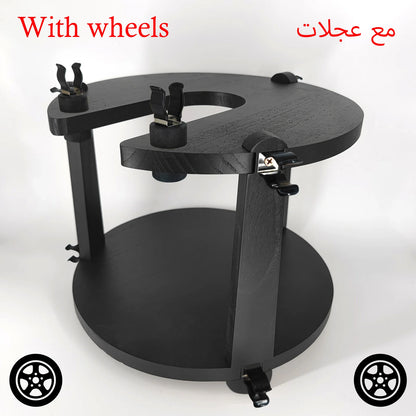 Shisha Stand Portable Wooden Hookah Table Holder Station With Wheels Rolling for Vase protection Hose Clamp Nargile Accessories