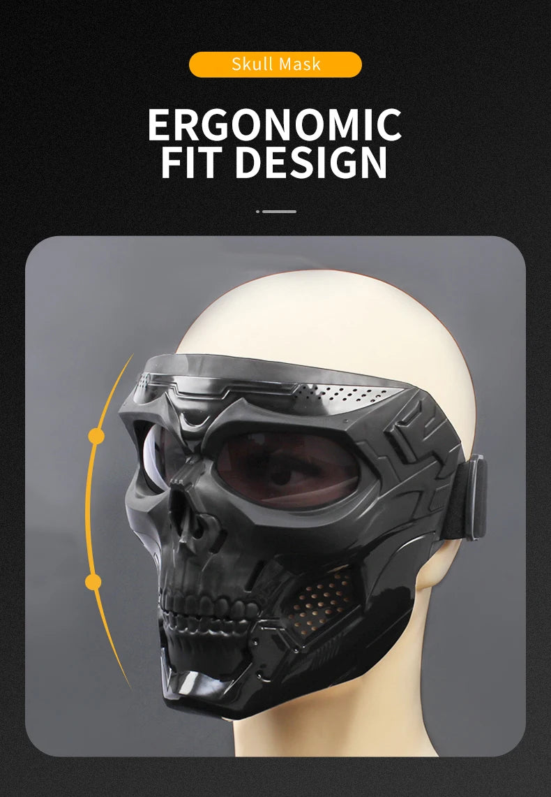 Skull Mask Motorcycle Mask Bicycle Riding Windproof Full Face Skeleton Protective Mask Colored Goggle Tactical Cycling Bike