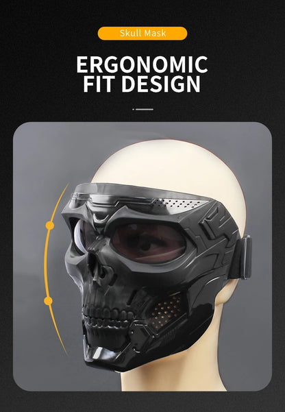 Skull Mask Motorcycle Mask Bicycle Riding Windproof Full Face Skeleton Protective Mask Colored Goggle Tactical Cycling Bike