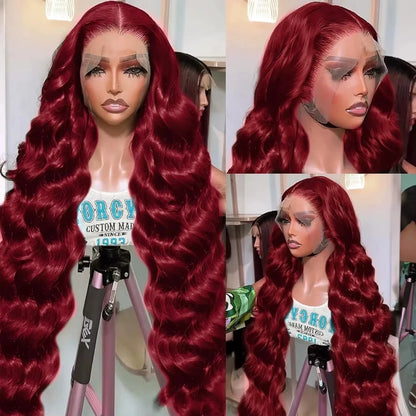 Body Wave Burgundy 99J Red Colored Human Hair Wigs 13x6 HD Lace Frontal Wig 99J Red 13x4 HD Lace Front Wig 100% Human Hair Wigs