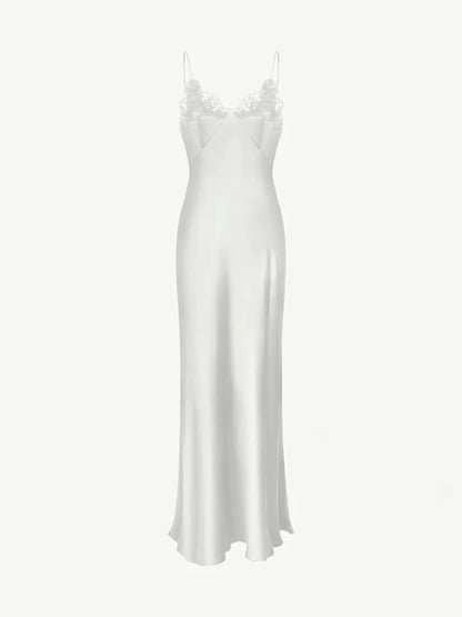 Lace Patchwork Sling Women's Dress Sexy Solid V-neck Sleeveless Backless Stain Female Maxi Dress 2026 Elegant Summer Party Gowns