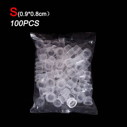 100pc S/M/L Plastic Microblading Disposable Tattoo Ink Cups Permanent Pigment Clear Container Cap Tattoo Accessory WSPJ04