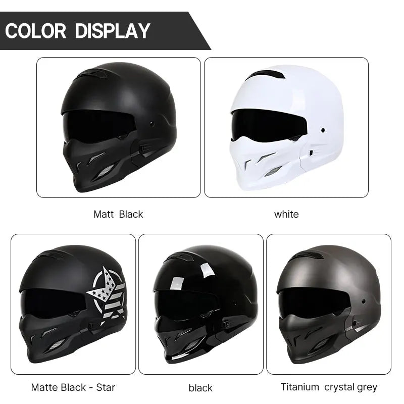 DOT Certified Scorpion Helmet Combination Helmet Motorcycle Retro Helmet Unisex Motorcycle Multi-Purpose Half Helmet Four Season