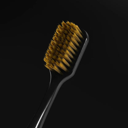 [6-Pcs Gift Boxes] New high-looking black gold printed small head household couple travel soft-bristle toothbrush