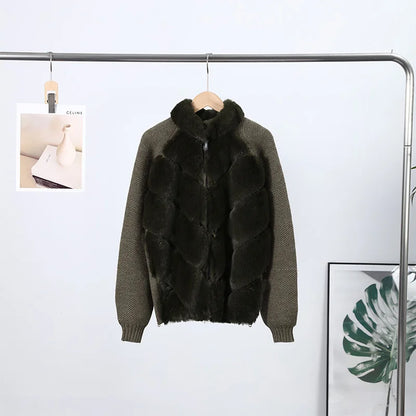Street Women's Jacket Stand Collar Full Sleeve Faux Fur Solid Zipper Female Jackets 2025 Autumn Fashion Chic Cozy Lady Outwears