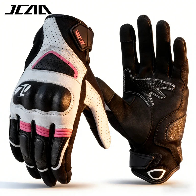 Unisex Goatskin Leather Riding Sports Biker Motorcycle Gloves Knuckle Mitten Men's Motocross Glove motogp Accessories for Summer