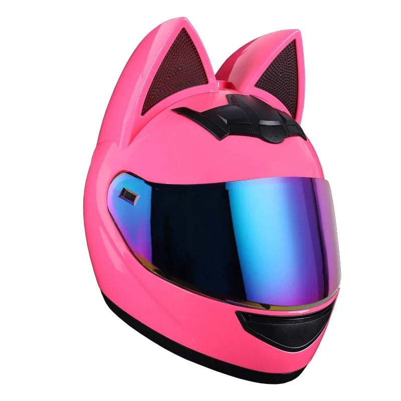 KEMITOUR Full Face Motorcycle Helmet DOT Certification Cat Ear Safety Moto Helmet For Women Men Breathable Gift For Girlfriend