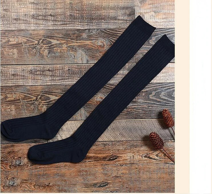 Women Long Socks Cashmere Women Boot Solid Wool Thigh Stocking Skinny Casual Cotton Over Knee-High Fluffy Female Long Knee Sock
