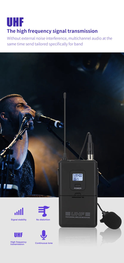 Professional wireless microphone high-frequency, handheld karaoke lavalier microphone, 8-channel stage performance