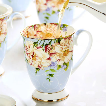 European Bone China Teapot, English Afternoon Tea Cup Set, High-Grade Porcelain Coffee Pot, Heat Resistant Kettle, 1000ml