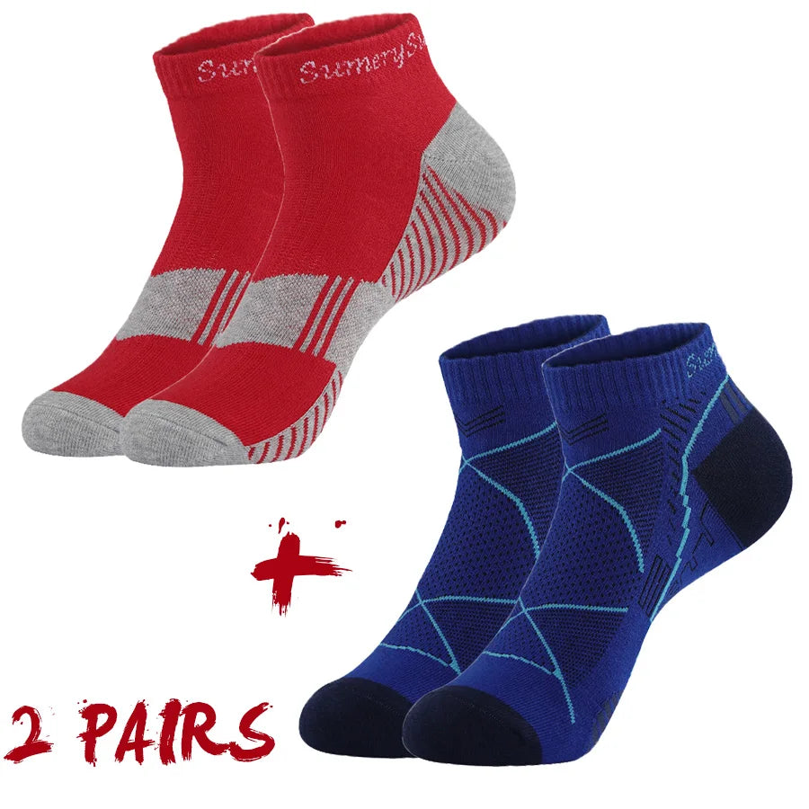 2 Pairs/Lot Running Socks Men Sport Outdoor Casual Cotton Red Stripes Compression Black Colorful Sock Male Gifts 21 Colors