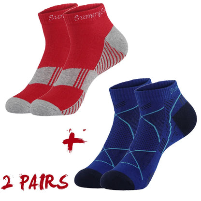 2 Pairs/Lot Running Socks Men Sport Outdoor Casual Cotton Red Stripes Compression Black Colorful Sock Male Gifts 21 Colors