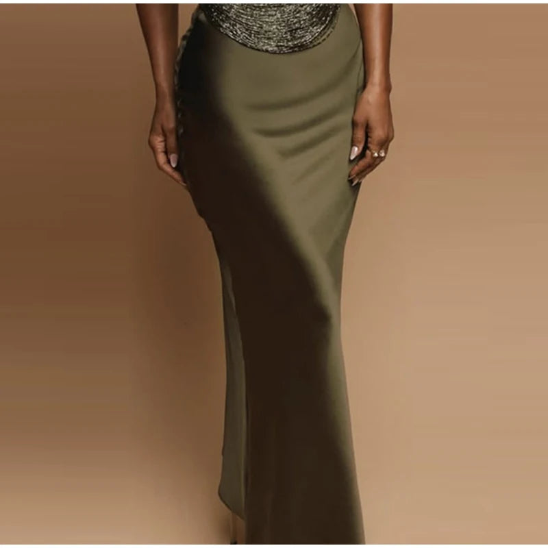 Elegant Tassel Crop Tops Satin Mermaid Skirt Sets Women Sleeveless Slim O-neck Vest Hip Package Skirts 2026 Summer Party Outfit