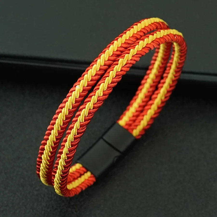 Noter New Pride Rainbow Braided Bracelet For Men Women Handmade Woven Rope Bangle Magnetic Clasp Wristband Versatile Jewelry