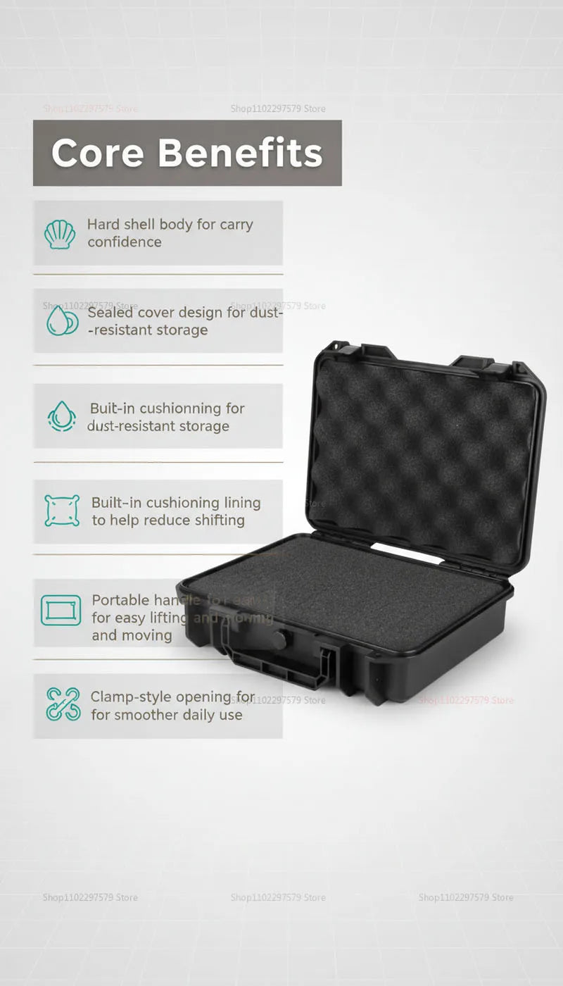 Portable Hard Tool Box With Pre-Cut Foam Storage Box, Shockproof, Pressure Reducing, Dustproof, Suitable For Home/Outdoor Use.