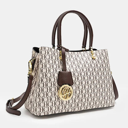 CH Letter Printed Handbag Light Luxury Brand Letter Pendant Design Fashionable and High-quality PU Leather Tote Bag
