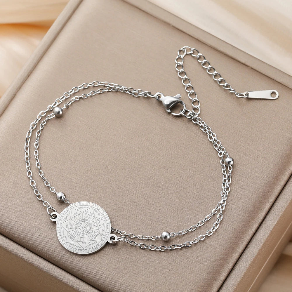 Dawapara Seven Archangels Seal Bracelet Solomon Protection Blessing Amulet Stainless Steel Religious Jewelry