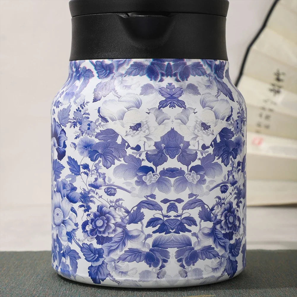 1000ml Vintage Floral Tea Thermos Stainless Steel Tea Kettle Drip-Proof Tea Pot With Tea Infuser Mini Thermo Coffee Pot