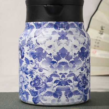 1000ml Vintage Floral Tea Thermos Stainless Steel Tea Kettle Drip-Proof Tea Pot With Tea Infuser Mini Thermo Coffee Pot