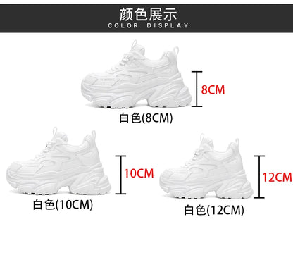 ZJR 14cm Chunky Sneakers for Women Super Increasing Women Shoe High Quality Real Leather Shoes Lightweight Platform Shoes 8-14cm