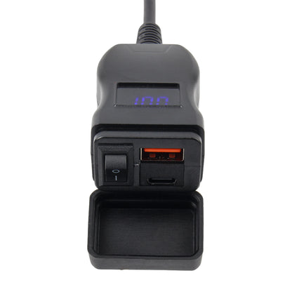 PD QC3.0 Motorcycle USB Fast Charger 12V Power Supply Adapter 60W Handlebar USB Type C Socket with Switch Voltmeter Waterproof