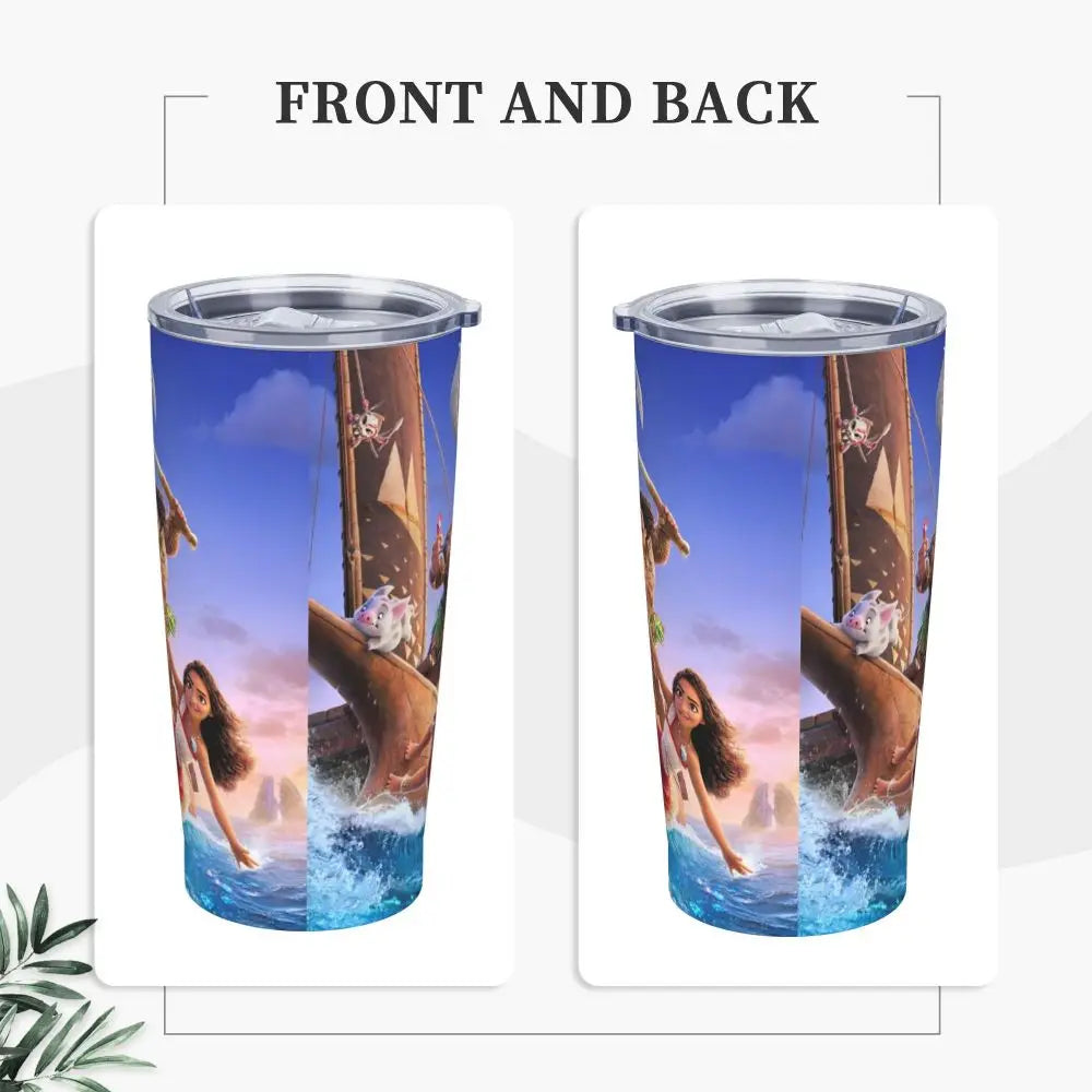Moana and Pua Cartoon Movie Insulated Tumbler with Straws Stainless Steel Coffee Mugs Double Wall Car Bottle Cups 20oz