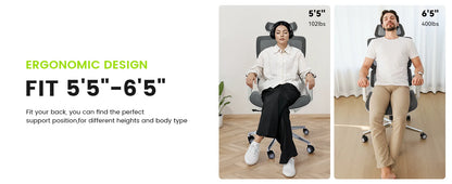Office Ergonomic Chair for Big and 6'5" Tall Max,400Lbs Computer Desk Heavy-Duty Office Gaming Chair with High-Back Design EC20