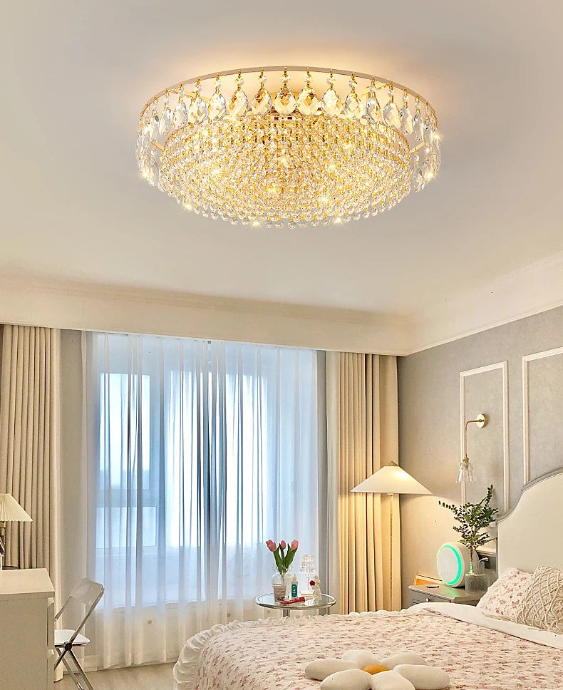 Big Luxury Crystal LED Ceiling Chandeliers for Living Room New Gold Hanging Lamps for Ceiling Modern Home Decor Lustre Lighting