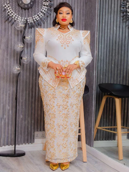 Party Evening Dresses Elegant Women Luxury Bodycon Maxi Dress Long Sleeve Robes Africa Clothes Birthday Wedding Prom Ladies Gown