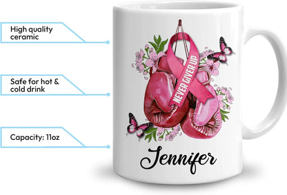 Personalized Breast Cancer Awareness Mug Gifts for Women - Birthday Christmas Gifts For Breast Cancer Warriors Survivors