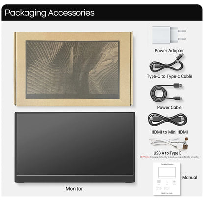 HGFRTEE 14 Inch Touch Screen Portable Monitor 100%sRGB 400cd/m2 Gaming Computer Expand Display For XBox PS4/ 5 Switch Loptop