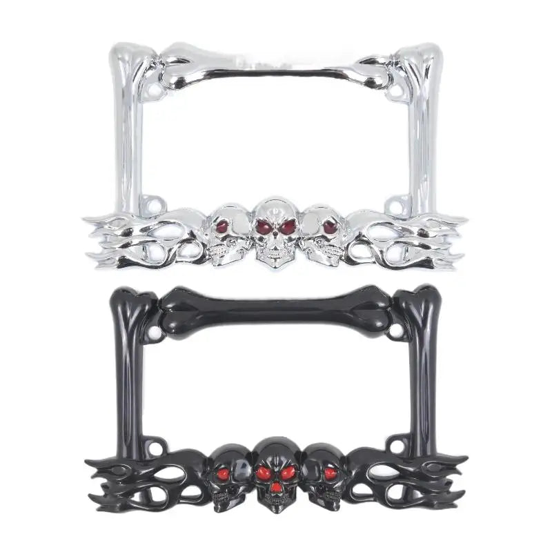 Skull Head Plastic Sport License Plate Frame For Motorcycle Scooters Skull Head Accessory Decoration