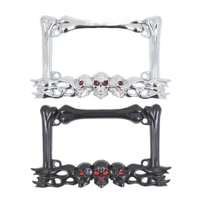 Skull Head Plastic Sport License Plate Frame For Motorcycle Scooters Skull Head Accessory Decoration