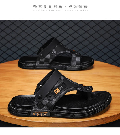 Men's high-quality beach shoes summer outdoor casual flip-flops sandals soft-sole non-slip comfort fashion dual-purpose slippers