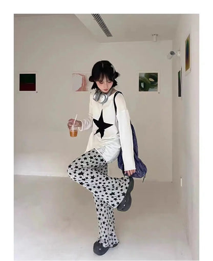 American Retro Flared Pants Women Summer High Waist Thin Full-Length High Street Hip-hop Casual Y2k Trousers Streetwear Female