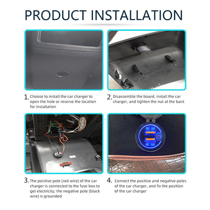 60W 2-port USB Fast Charging Socket Power Outlet Car Modified Charger QC3.0 With Touch Switch for Auto Motorcycle Accessories