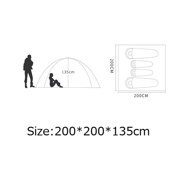 3-4 Person Automatic Camping Tent Quick Open Full-automatic Outdoor Tent Waterproof And UV Resistant Family Travel Beach Tent