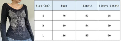 Women Y2k Fairy Grunge Shirt Vintage Graphic Print Long Sleeve Tee Shirt Tops Teen Girls Grunge Aesthetic Clothes Streetwear