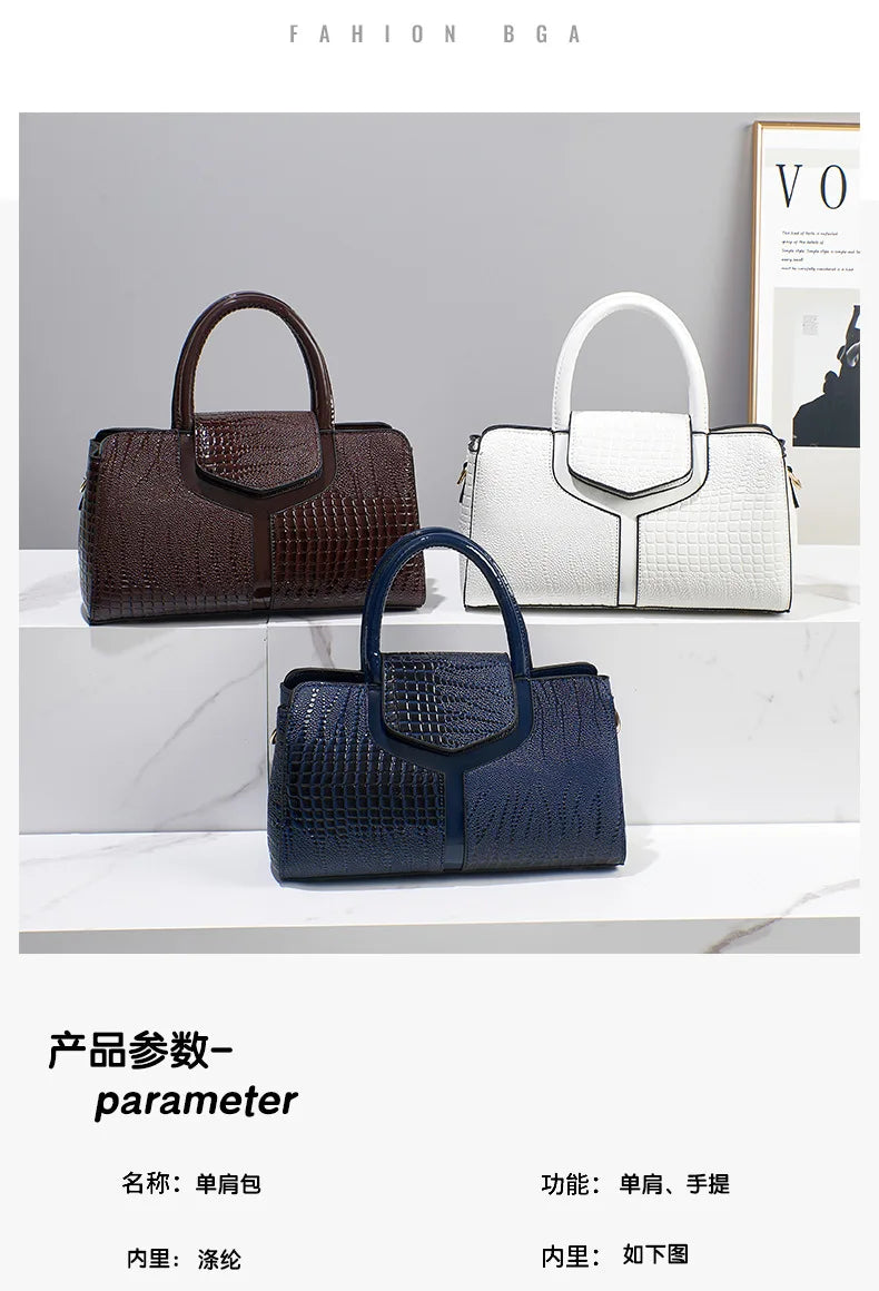 Fashion Crocodile Pattern Women's Handbag Large Capacity Classic Shoulder Bag Casual Crossbody Bag Urban Commuting Tote Bag